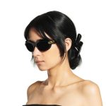 Women’s Casino Round Sunglasses in Black - Image 4